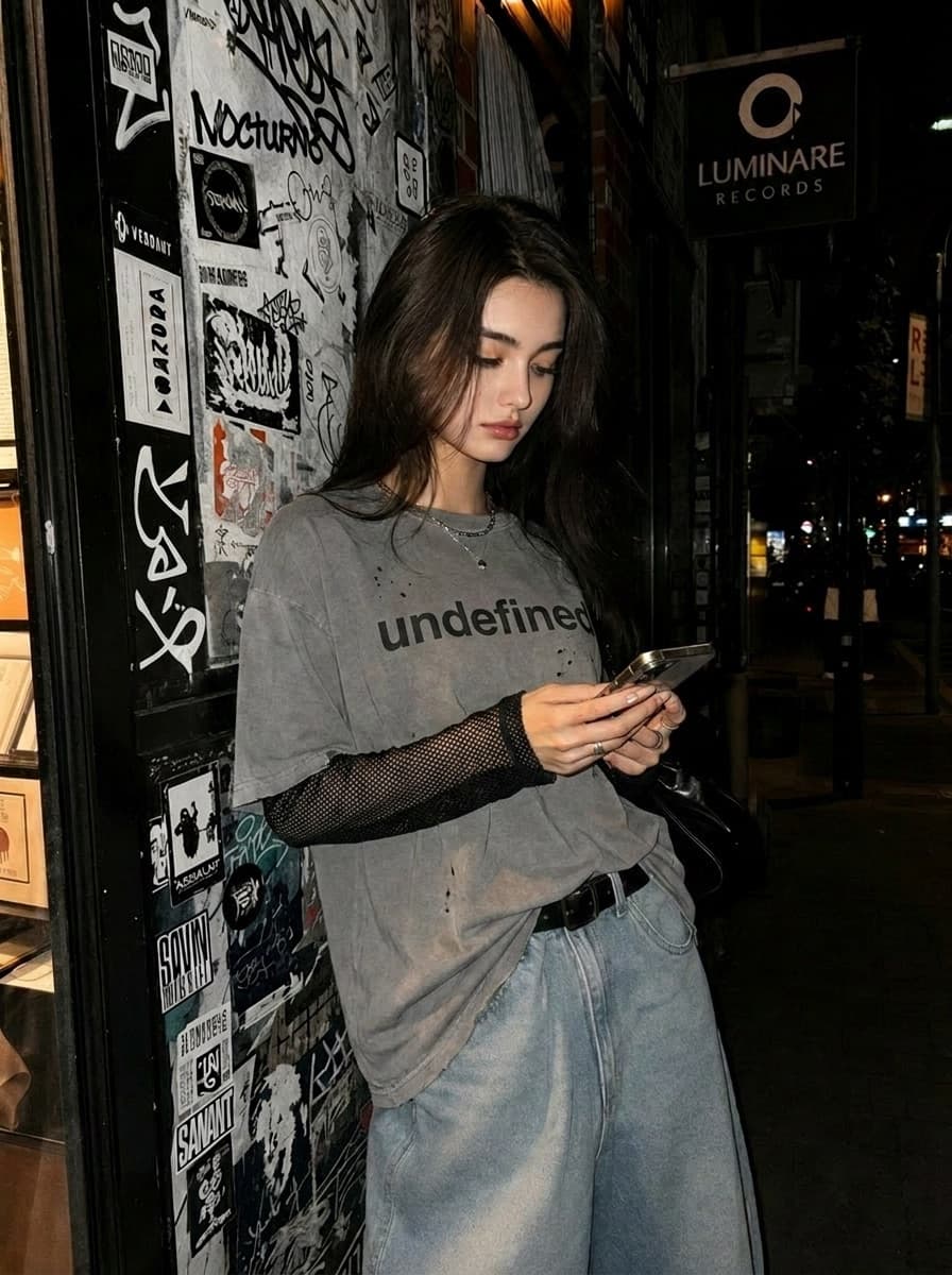 undefined 티셔츠 나이트 스트릿